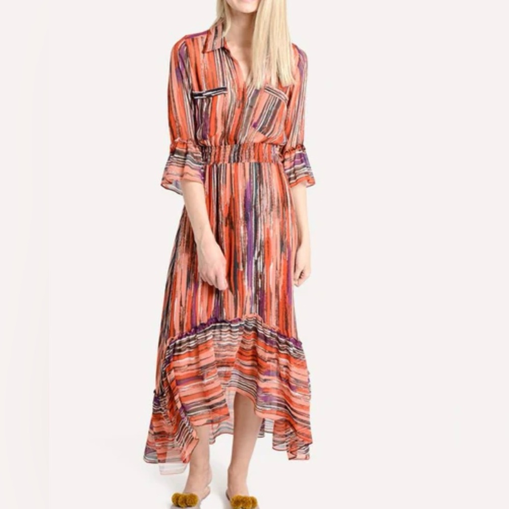 Misa red stripe shirt dress size large